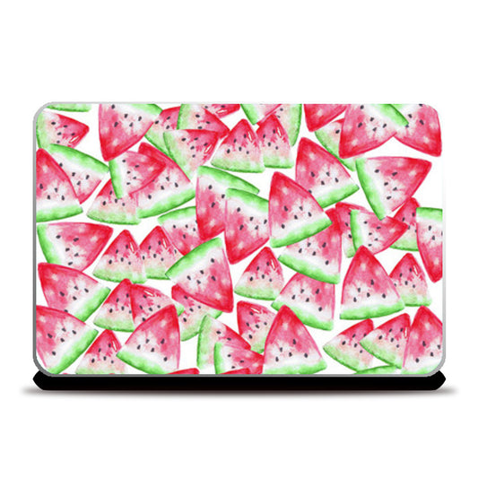 Watermelon Slices Trendy Watercolor Fruit Pattern Laptop Skins