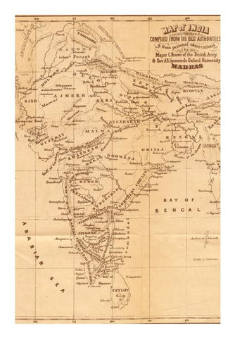 PosterGully Specials, Vintage India Map Wall Art