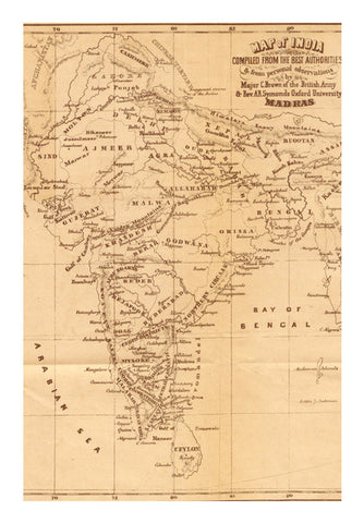 Vintage India Map Wall Art