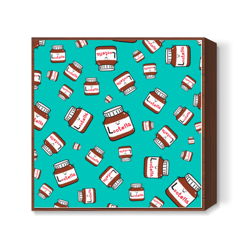 Lootella (Pattern + BG Color) Square Art Prints