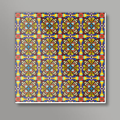 Colorful Geometric Folk Art Background Pattern Square Art Prints