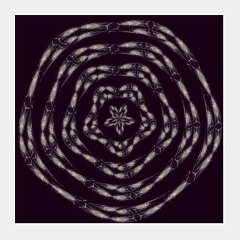 Abstract Minimalistic Fractal Flower Digital Art Design Square Art Prints