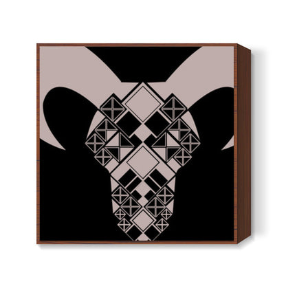 Capricorn symbol, Bull, Geometrical shapes, Black and white Square Art Prints Design Square Art Prints