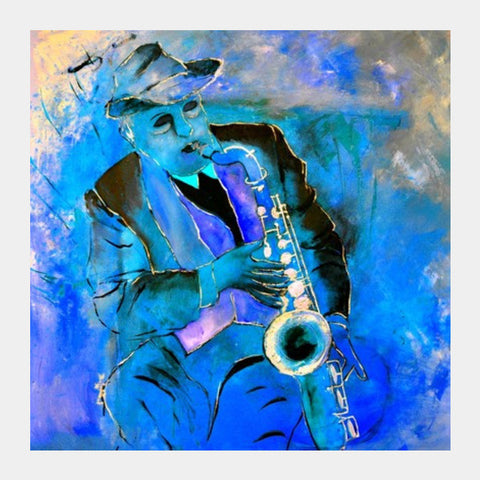Sax Blue Square Art Prints PosterGully Specials