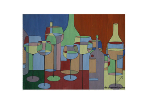 Wine Bottles Abstract Wall Art