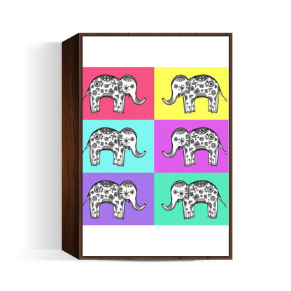 Colourful Elephant Patterns Wall Art