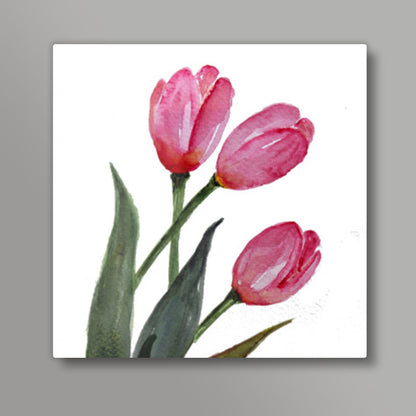 Pink Tulips Square Art Print