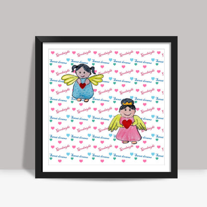 Cute Fairies Good Night Sweet Dreams Kids Nursery Square Art Prints