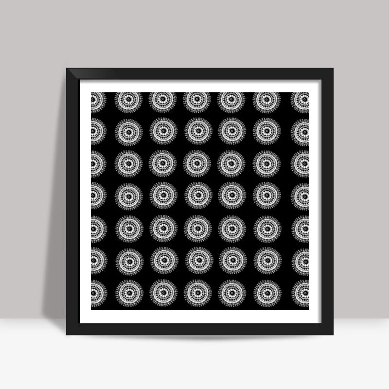 Black n white Mandala pattern Square Art Prints