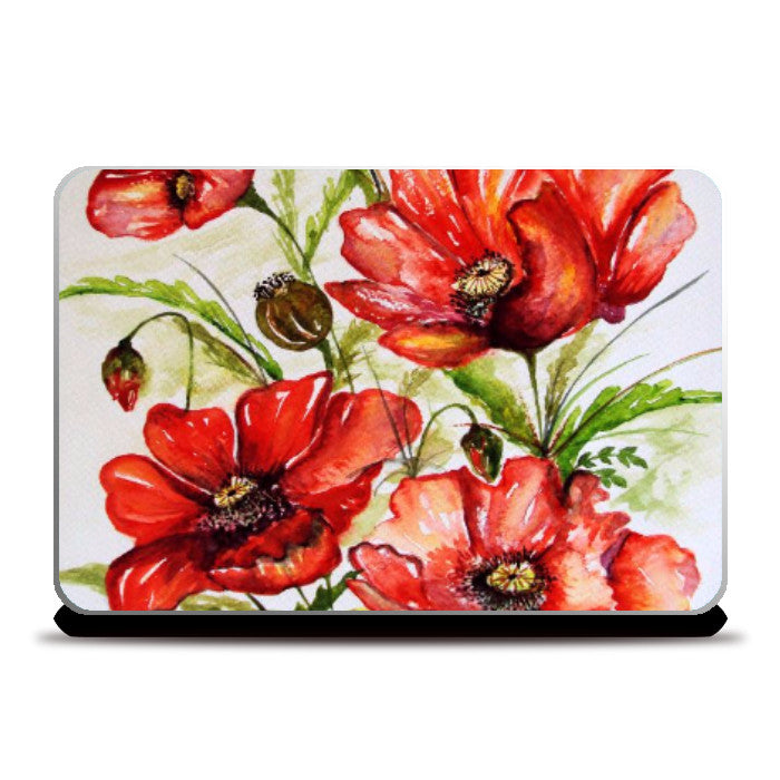 Laptop Skins, Red Flowers Laptop Skin l Artist: Seema Hooda, - PosterGully