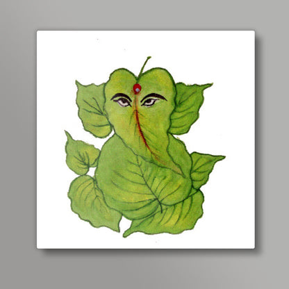 Leaf Ganesha Square Art Print