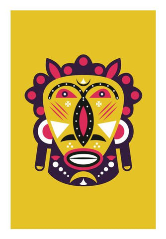 PosterGully Specials, Kuba Face Mask Yellow Wall Art