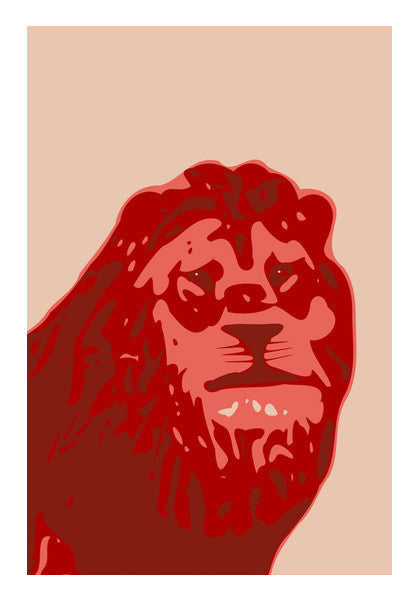 Abstract Lion Red Art PosterGully Specials
