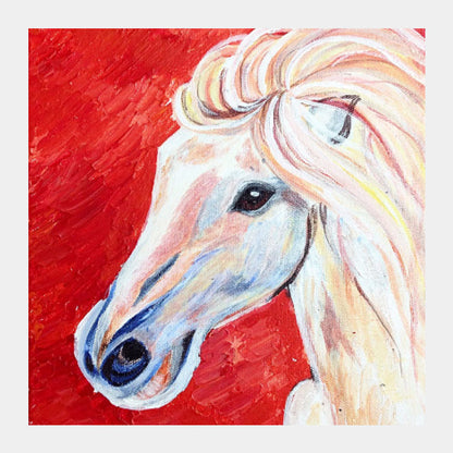 Square Art Prints, Fiery horse on canvas Square Art