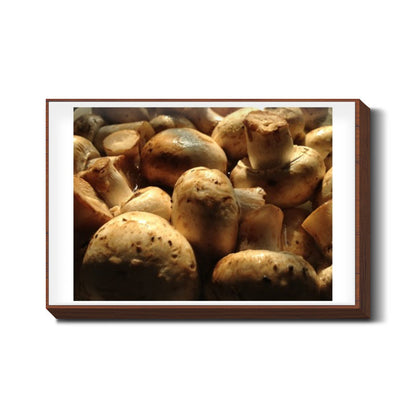 Fresh Button Mushrooms in beautiful winter sunlight Wall Art