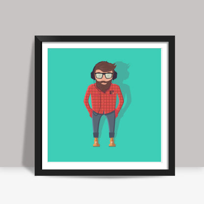 Hipster Guy Square Art Prints