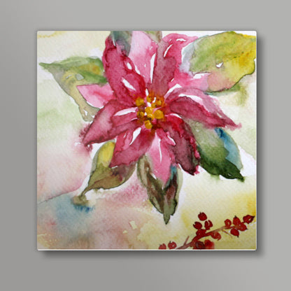Poinsettia Square Art Print l Artist: Seema Hooda