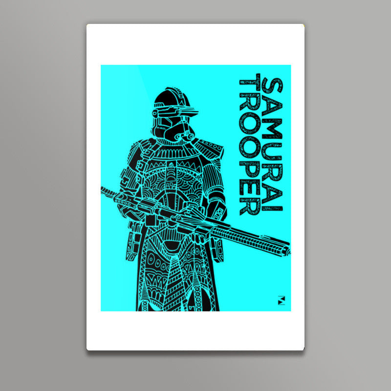 Samurai Trooper : Star Wars Inspired Original Art, Blue, Black, Pop Art, Trendy Graphic Art, Bold, Bright, Intricate Wall Art