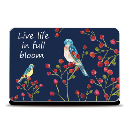 Winter Berries And Birds Nature Typography Design Laptop Skins