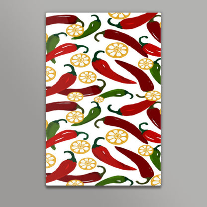Red Green Chilli Peppers Food Background Illustration Wall Art