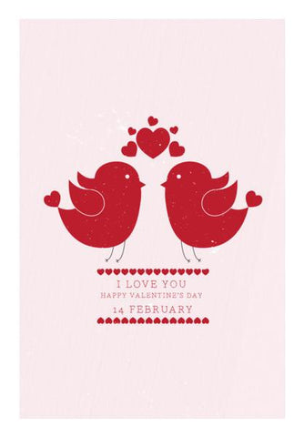 PosterGully Specials, Red hearts with red birds Wall Art