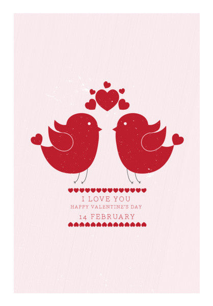 Red Hearts With Red Birds Art PosterGully Specials