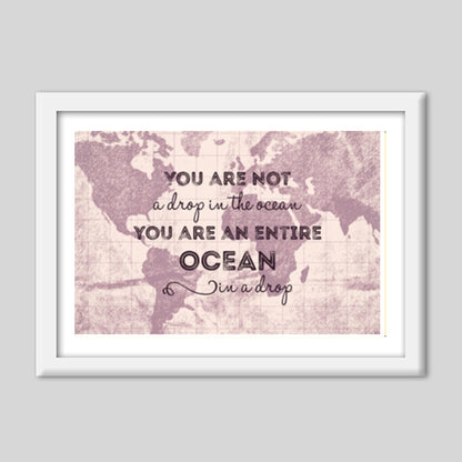 Motivational Quote World Map Premium Italian Wooden Frames