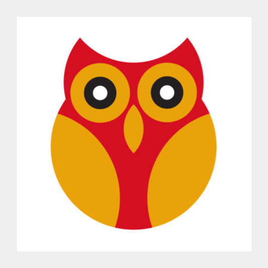 Red With Yellow Geometric Owl Square Art Prints PosterGully Specials