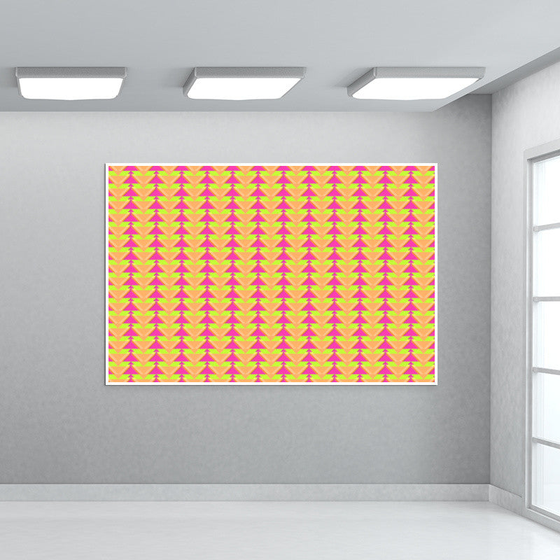 Trippy Triangles | Orange Pink Wall Art