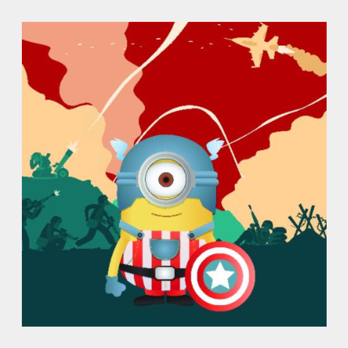 Square Art Prints, Minion Captian America Artwork