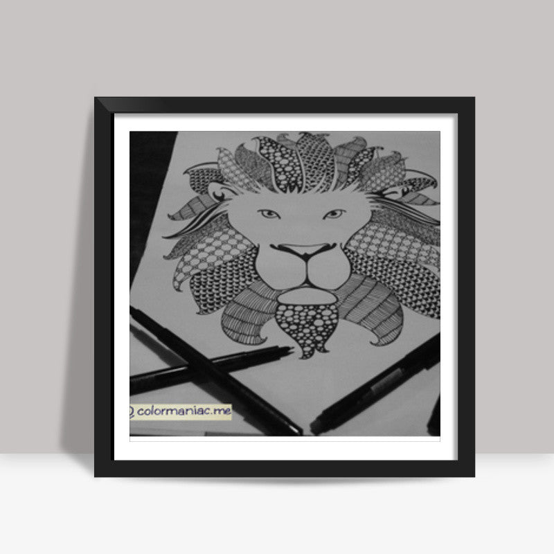 The unharmed lion Square Art Prints