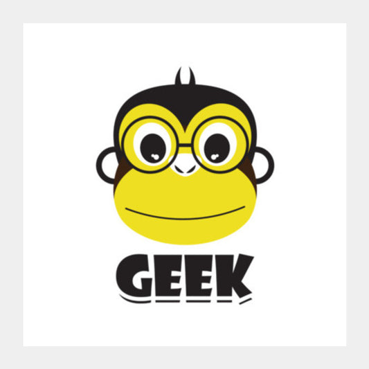 Yellow Geek Monkey Square Art Prints PosterGully Specials