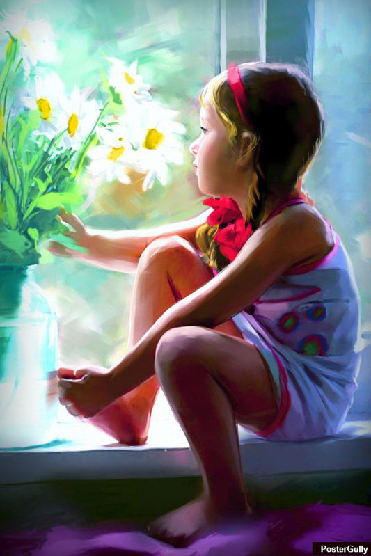 Wall Art, Cute Girl Painting Artwork