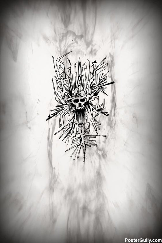 Wall Art, Skull Abstract Grey Artwork