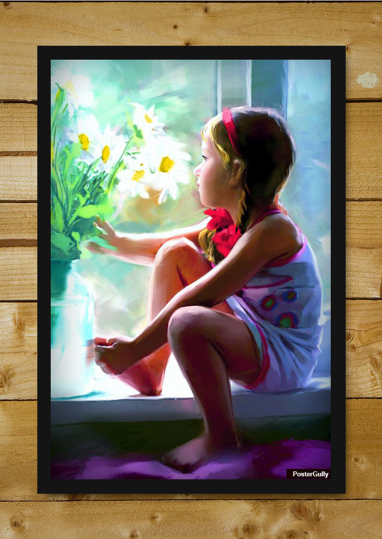 Wall Art, Cute Girl Painting Artwork