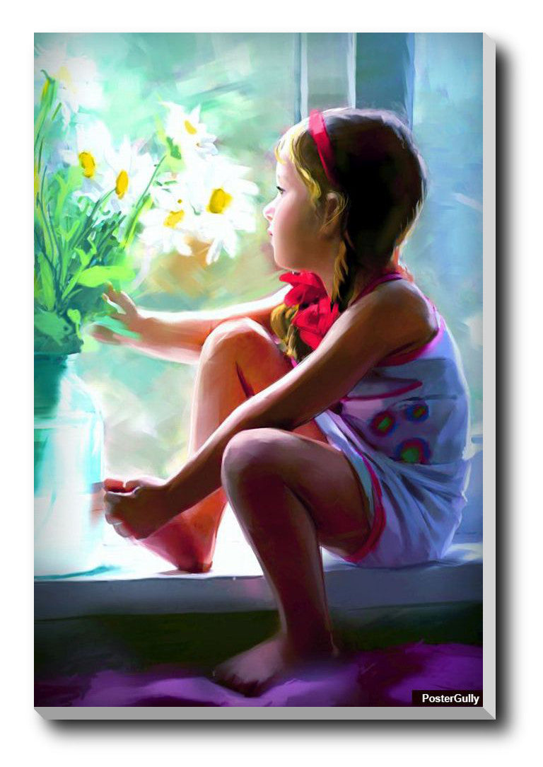 Wall Art, Cute Girl Painting Artwork