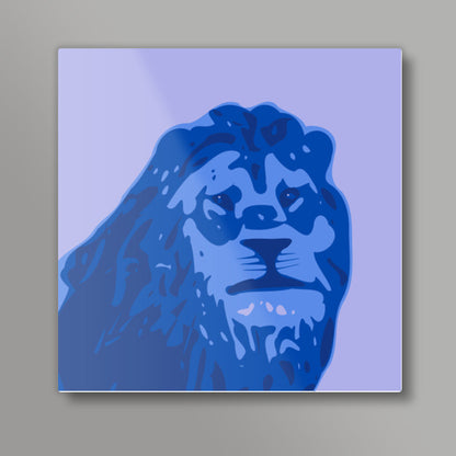 Abstract Lion Blue Square Art Prints