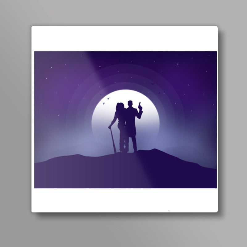 Joker & Harley Quinn Moon Night Square Art Prints