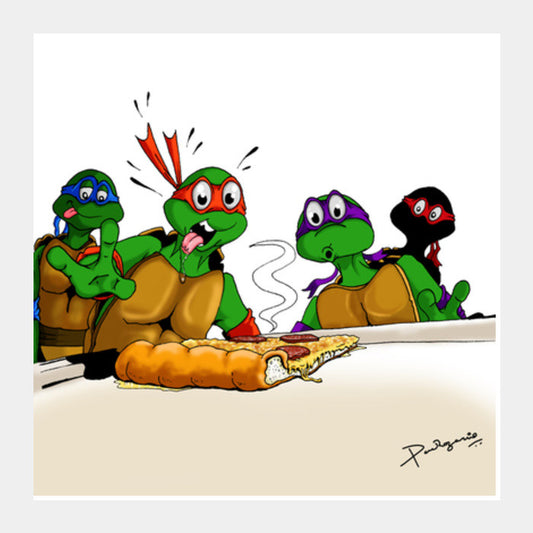 Square Art Prints, Ninja Turtles - Pizzaaa!! Square Art Prints