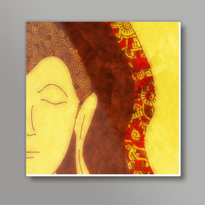 Half Buddha Zenscrawl Square Art Prints