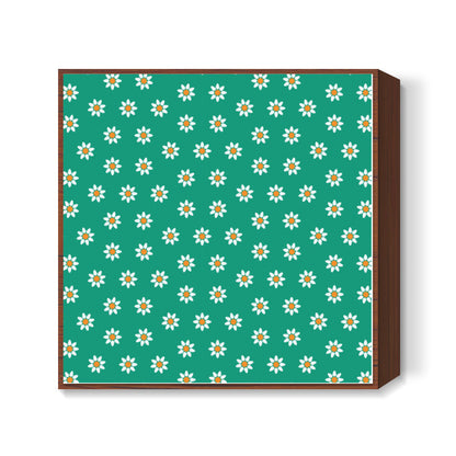 Green and Yellow Floral Square Art Prints