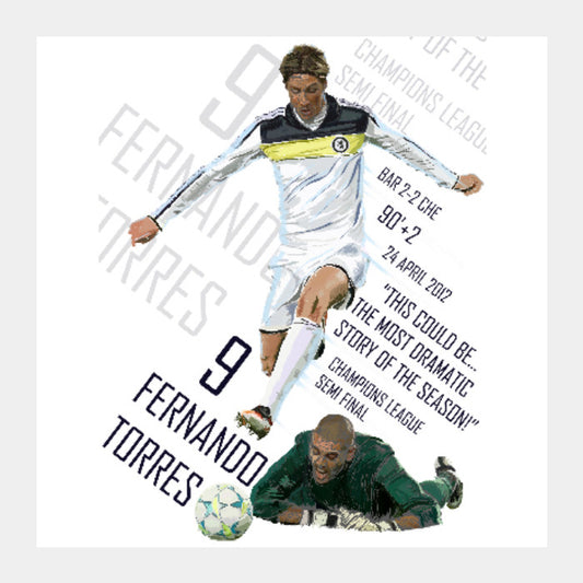 Square Art Prints, Fernando Torres - Chelsea v Barca