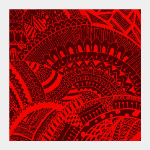 Square Art Prints, Black-red doodle squareart