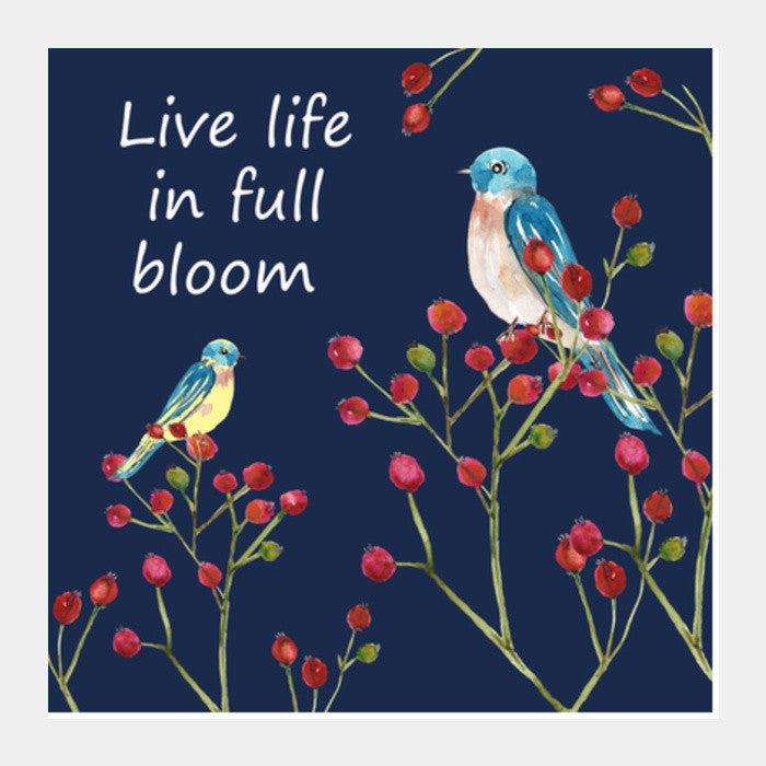 Winter Berries And Birds Nature Typography Poster Square Art Prints