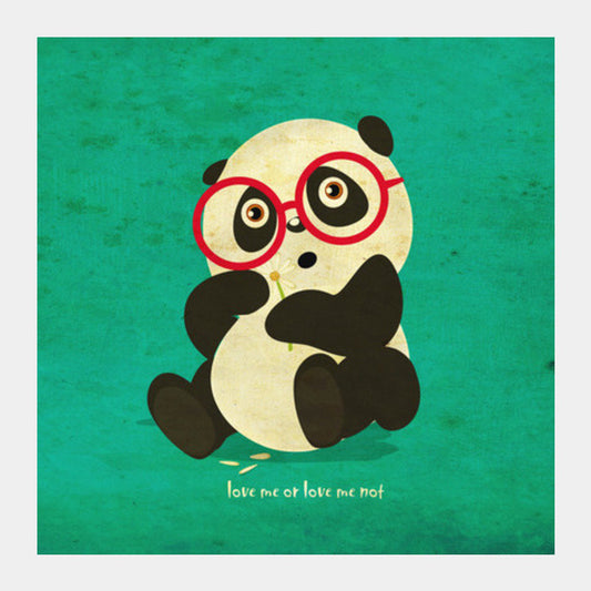 Square Art Prints, panda love me or not Square Art Prints