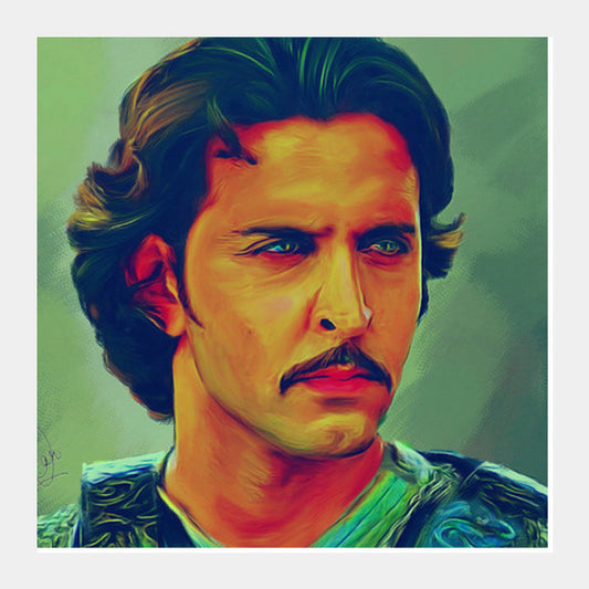 Hrithik Roshan as Akbar Square Art Prints