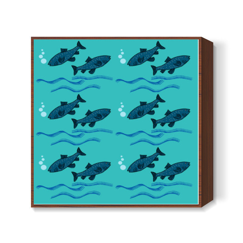 Cute Fish Pattern Square Art Prints