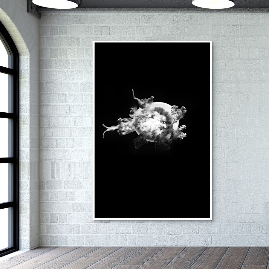 BW Jelly Fish Wall Art