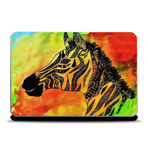 Rainbow Zebra Zentangle Laptop Skins