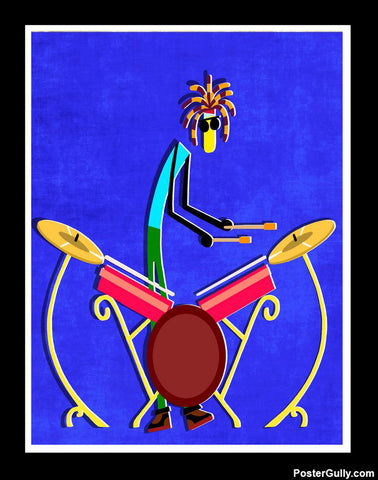 Wall Art, Drum Set Black N Blue Artwork